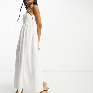 ASOS DESIGN cotton pleated bust midi babydoll sundress in white