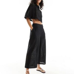 ASOS DESIGN eyelet culottes in black - part of a set