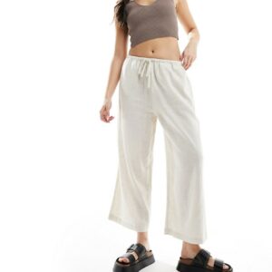 ASOS DESIGN pull on culottes with linen in natural-Neutral