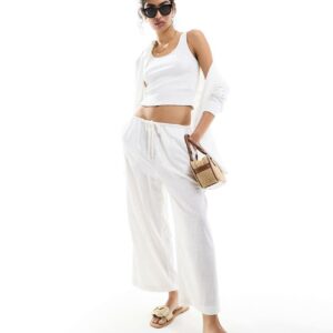 ASOS DESIGN pull on culottes with linen in white