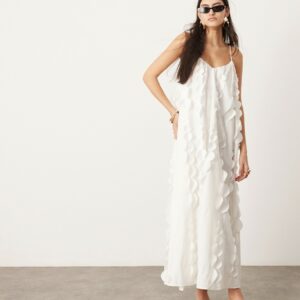 ASOS EDITION extreme cami trapeze maxi dress with circles in white