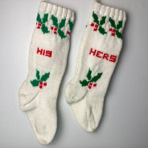 Vintage His & Hers Matching Crotchet Stockings