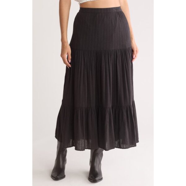 Abound Tiered Cotton Blend Maxi Skirt in Black Night at Nordstrom Rack, Size Small