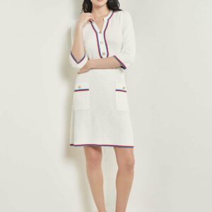 Above the Knee Sheath Dress - Intarsia Soft Knit