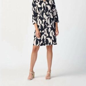 Abstract Print Trapeze Dress In Moonstone