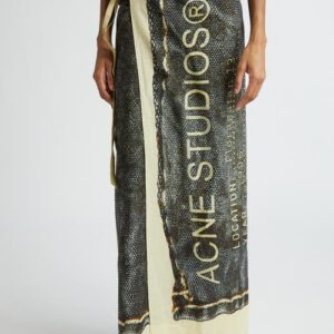 Acne Studios Midsummer Cotton Sarong Maxi Wrap Skirt in Beige/Black at Nordstrom