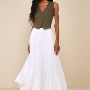 Admirable Sweetie Ivory Tiered Smocked Maxi Skirt