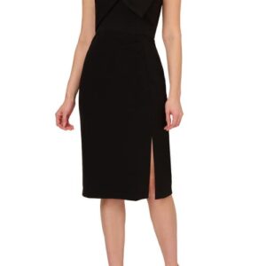 Adrianna Papell One-Shoulder Crepe Knit Cocktail Dress in Black at Nordstrom, Size 2