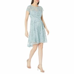 Adrianna Papell Sequin Embroidered Cocktail Dress (Icy Sage) Women's Dress