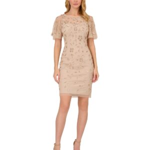 Adrianna Papell Women's Embellished Sheath Dress - Latte