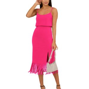 Adrianna by Adrianna Papell Women's Fringed-Hem Midi Sheath Dress - Lipstick