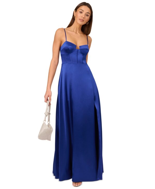 Adrianna by Adrianna Papell Women's Satin Corset Maxi Dress - Royal Sapphire