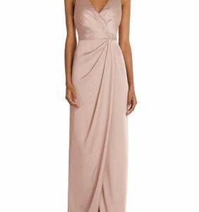 After Six Women's Faux Wrap Whisper Satin Maxi Dress with Draped Tulip Skirt, 6