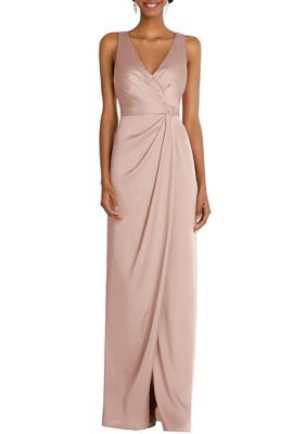 After Six Women's Faux Wrap Whisper Satin Maxi Dress with Draped Tulip Skirt, 6