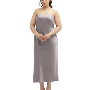 After Six Women's Strapless Midi Bias Column Dress with Peek-a-Boo Corset Back - Cashmere gray