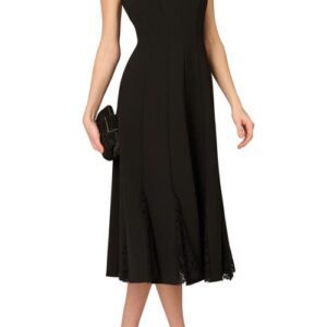 Aidan Mattox by Adrianna Papell Bonded Crepe Midi Cocktail Dress in Black at Nordstrom, Size 10