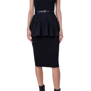 Akris Belted Peplum Sheath Dress in Black at Nordstrom, Size 10