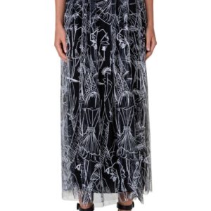 Akris Croquis Embroidered Techno Tulle Skirt in Black-White at Nordstrom, Size 10