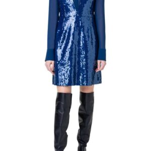 Akris Sequin Long Sleeve Pinafore Dress in 077 Denim at Nordstrom, Size 6