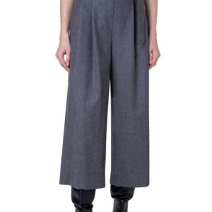 Akris punto Fiorella Belted Virgin Wool Flannel Culottes in 189 Slate at Nordstrom, Size 14