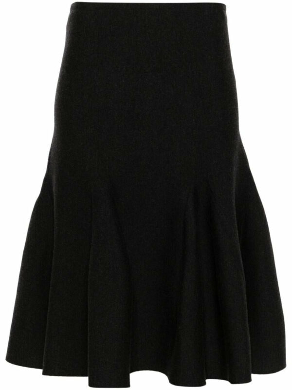 Alaïa Knit Midi Skirt With Sculptural Godet Clothing