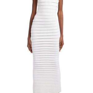 Alaïa Tube Layered Stripe Dress in Blanc at Nordstrom, Size 12 Us