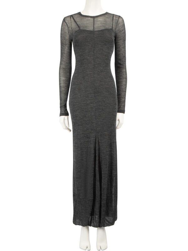 Alberta Ferretti Grey Sheer Maxi Dress