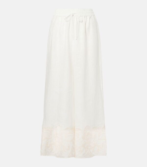 Alémais Embroidered linen culottes