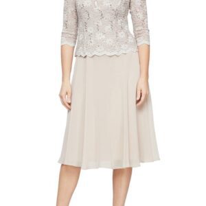 Alex Evenings Faux Two-Piece Cocktail Dress in Taupe at Nordstrom, Size 16