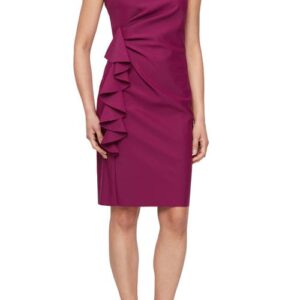 Alex Evenings Ruffle Detail Cocktail Sheath Dress in Passion at Nordstrom, Size 16