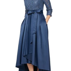 Alex Evenings Sequin Lace High-Low Cocktail Dress in Wedgewood at Nordstrom, Size 14