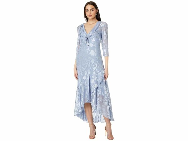 Alex Evenings Tea Length Chiffon Burnout Dress (Hydrangea) Women's Dress