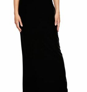 Alex Evenings Women's Long Velvet Skirt with Fishtail Back, Black, Small