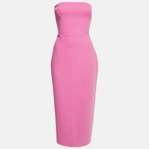 Alex Perry Pink Stretch Crepe Strapless Midi Dress L