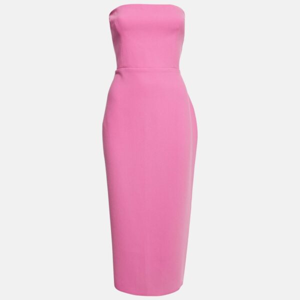 Alex Perry Pink Stretch Crepe Strapless Midi Dress L