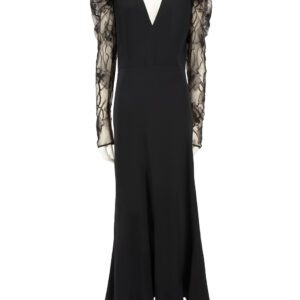 Alexander McQueen Black Lace Sleeves Maxi Dress