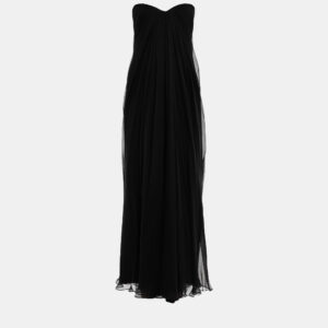 Alexander McQueen Black Silk Strapless Maxi Dress XXS (IT 36)