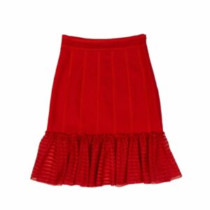 Alexander Mcqueen Red Sheer Knit Flute Panel Mini Skirt Size L, Women's