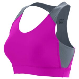 Augusta 2417A-Power Pink- Graphite-2X Ladies All Sport Sports Bra, Power Pink & Graphite - 2X