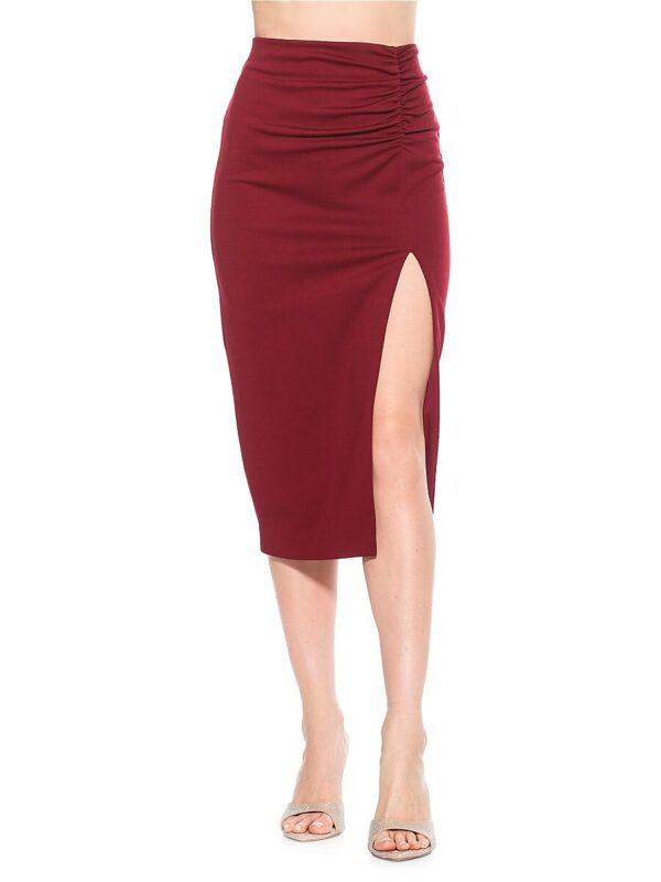 Alexia Admor Women's Zayla Side Slit Ponte Pencil Skirt - Burgundy - Size S