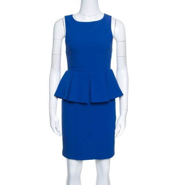 Alice + Olivia June Cobalt Blue Sleeveless Peplum Dress S