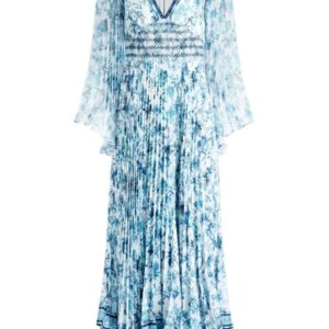 Alice + Olivia Sion Floral Print Pleated Maxi Dress