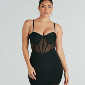 All The Allure Sheer Corset Mini Bandage Dress