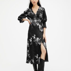 AllSaints Ani Iona Jacquard V-Neck Midi Dress