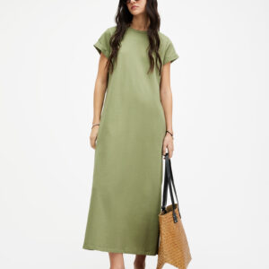 AllSaints Anna Crew Neck Short Sleeve Maxi Dress