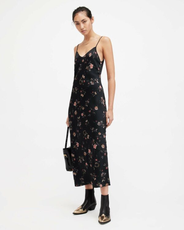 AllSaints Bryony Tanana Slim Fit Midi Slip Dress