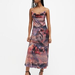 AllSaints Hadley Colca Print Midi Slip Dress