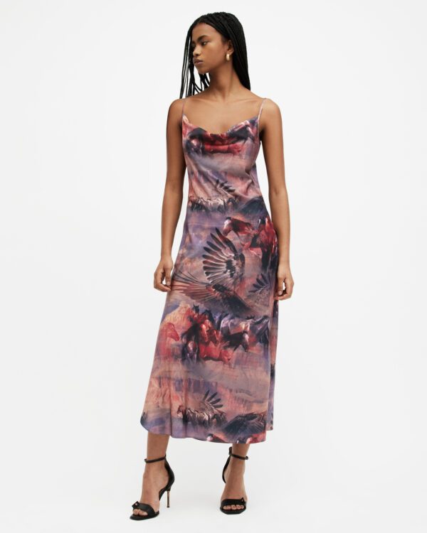 AllSaints Hadley Colca Print Midi Slip Dress