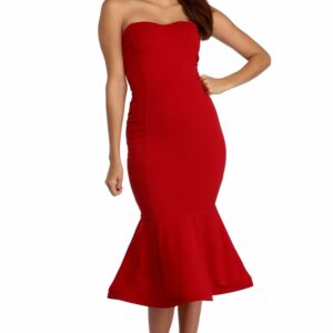 Allison Crepe Ruffle Midi Dress