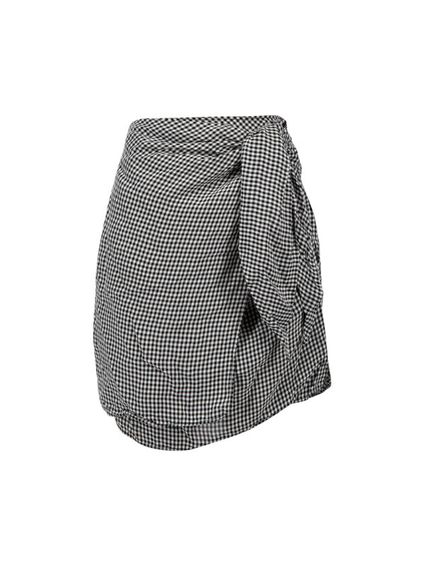 Altuzarra Black Gingham Asymmetric Wrap Mini Skirt